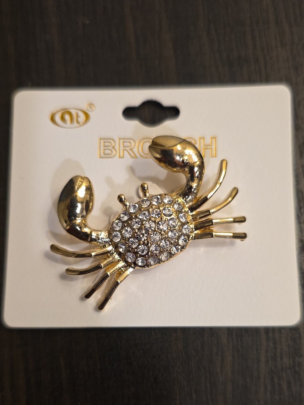 Gold Crystal Crab Brooch Pin - Women Accessories